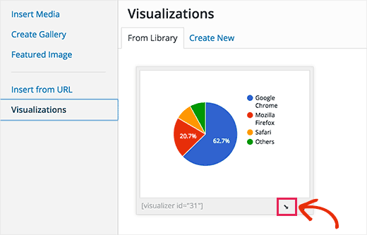 inserire grafici in wordpress con visualizer