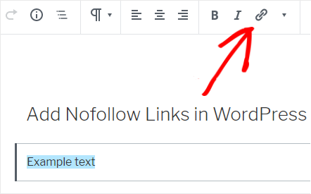 aggiungere link nofollow in wordpress con gutenberg