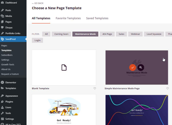 Choose A Maintenance Page Template Seedprod