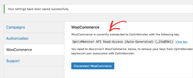 WooCommerce Success Message Connected To OptinMonster Min