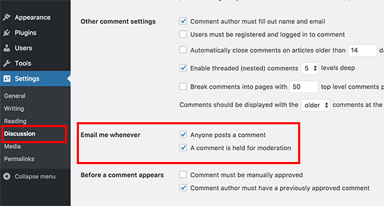 Default Comment Settings