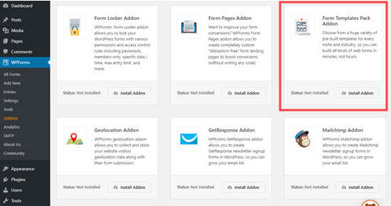 Form Templates Pack Addon Wpforms
