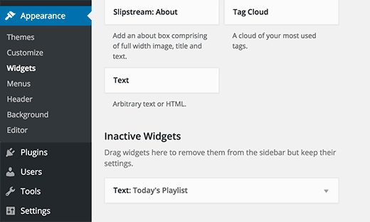 Inactivewidgets