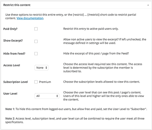 Restrict Content Wp