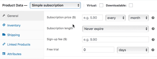 Woocommerce Subscriptions Extension Options