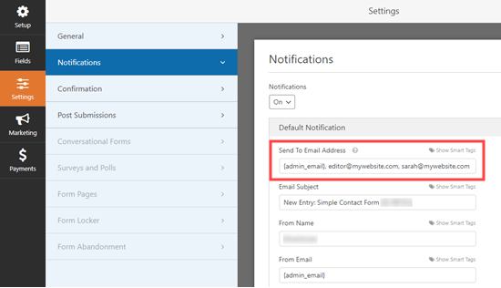 WPForms Send Multiple Notifications