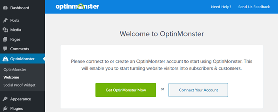 Optinmonster Plugin Connect Account