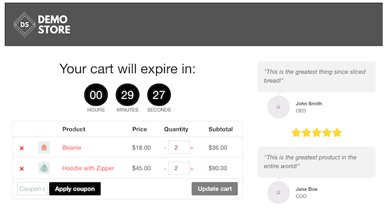 Cart Page Example