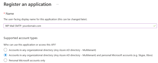 Enter A Name And Select Supported Account Types