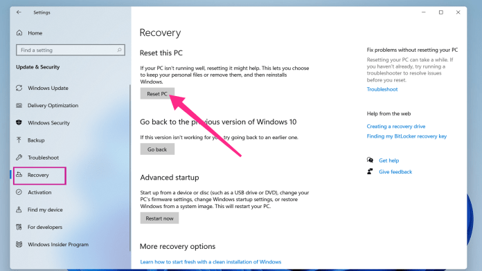 Reset Pc Windows 11