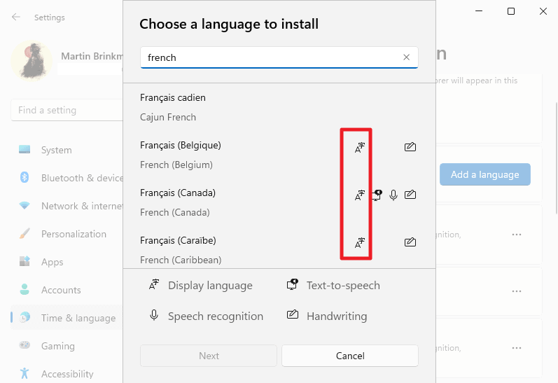 Windows 11 lingua di visualizzazione lingue 