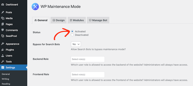 Attivazione della modalità di manutenzione in WordPress